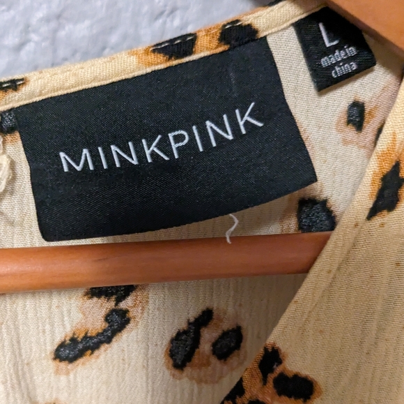 MinkPink Wild Things Mini Leopard Cheetah Boho Babydoll Dress Sz L - Picture 12 of 12